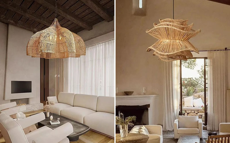 Living Room Eco-friendly Bamboo Or Rattan Chandelier