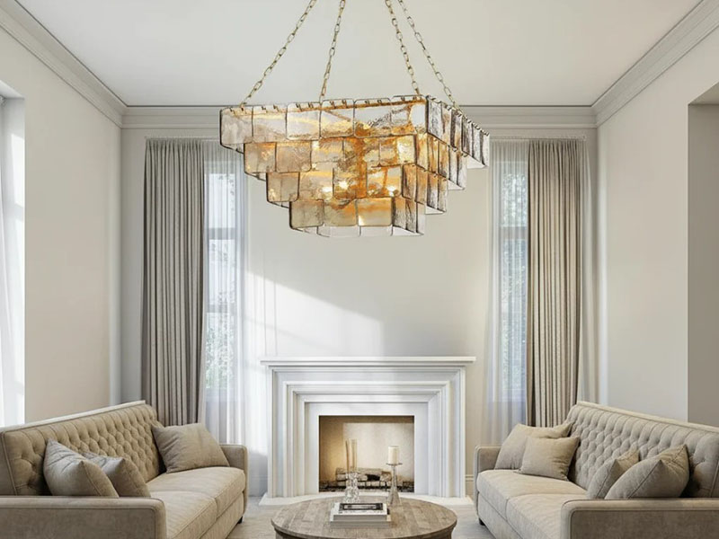 Living Room Glass Panel Chandelier