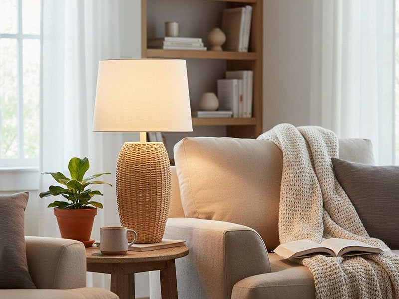 Living Room Wicker Accent Lamp