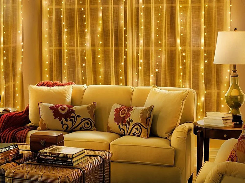 Living Room Fairy Light Curtains