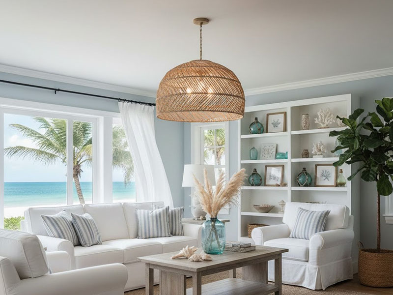 Livingroom Coastal Basket-style Chandelier
