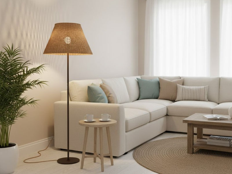 Livingroom Coastal Woven Shade Floor Lamp