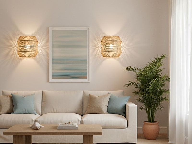 Livingroom Coastal Woven Wall Lights