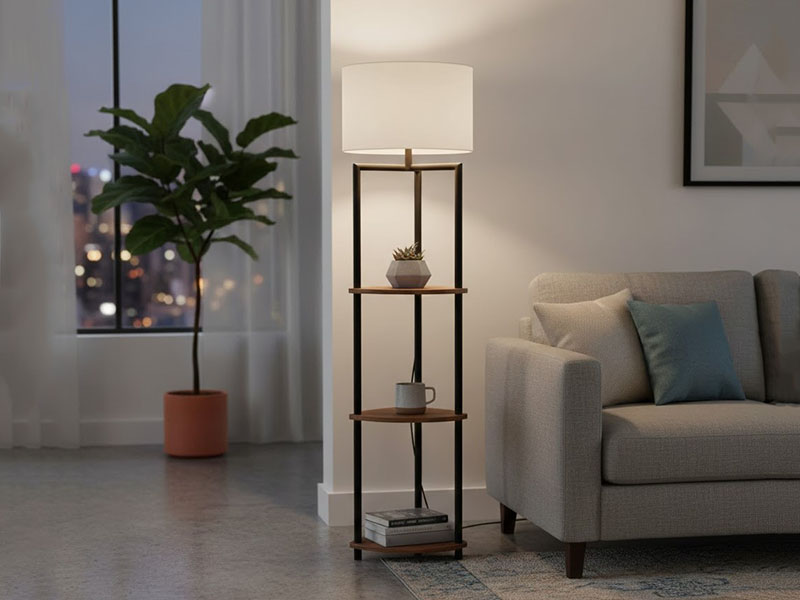 Livingroom Floor Lamp With Built-in Shelves