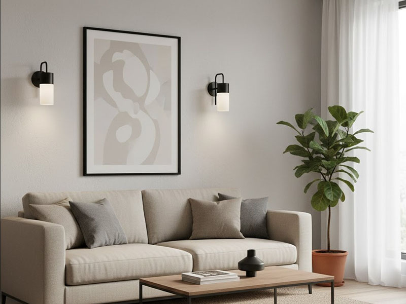 Livingroom Minimal Black Metal Wall Sconces