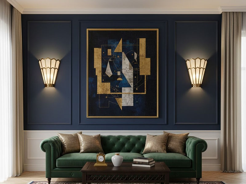 Oversized Art Deco Wall Sconces Livingroom