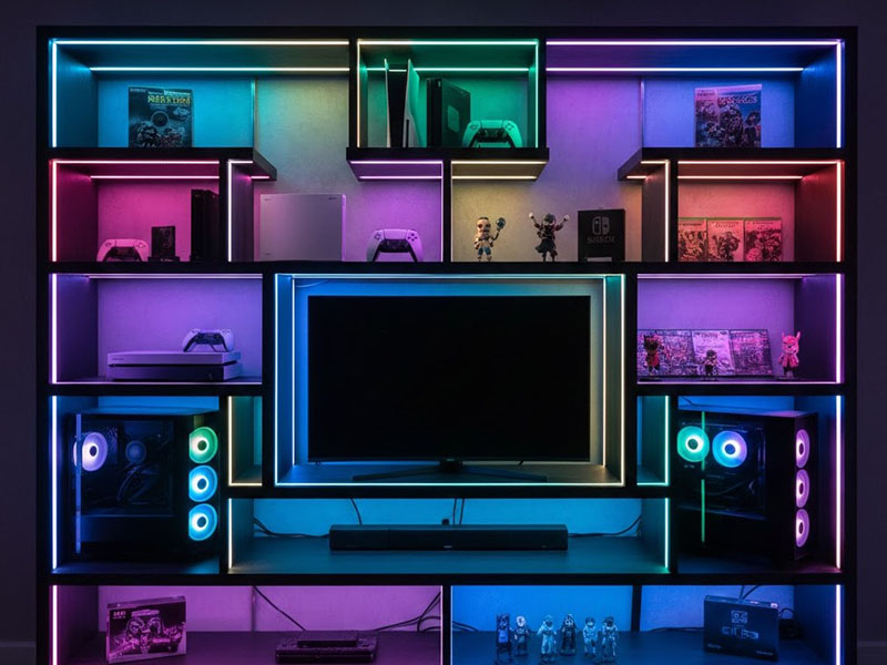 Rgb Lighting For Gaming Or Media Shelves