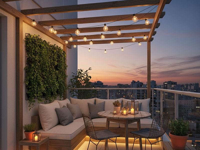 Small Apartment Terrace Lighting Ideas