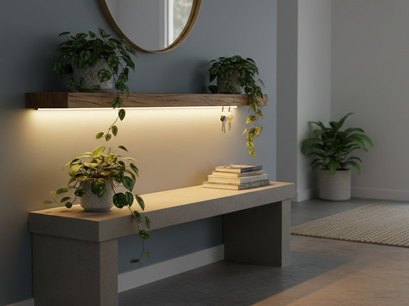 Under-shelf Lighting For Entryway