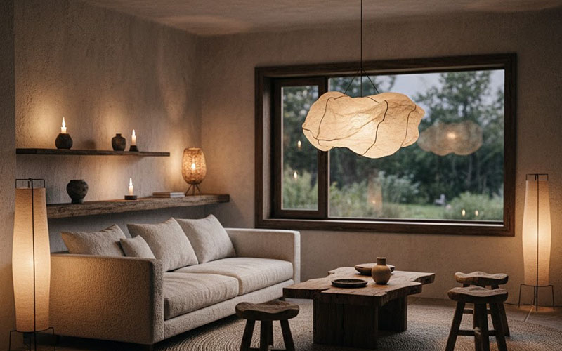 Wabi-sabi Style Living Room Lighting