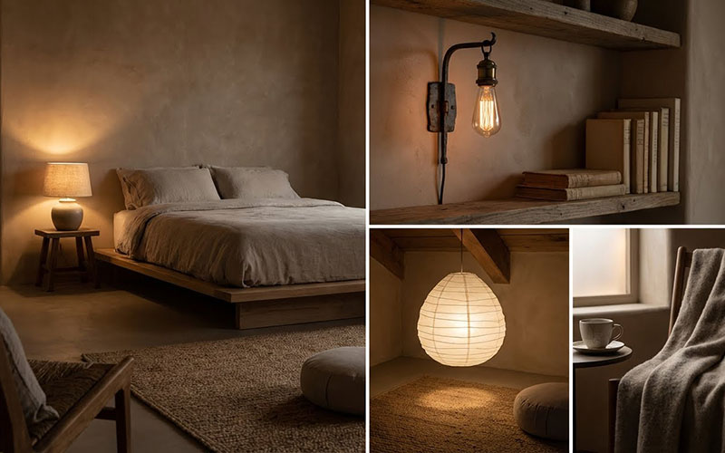 Wabi-sabi Bedroom Lighting Ideas