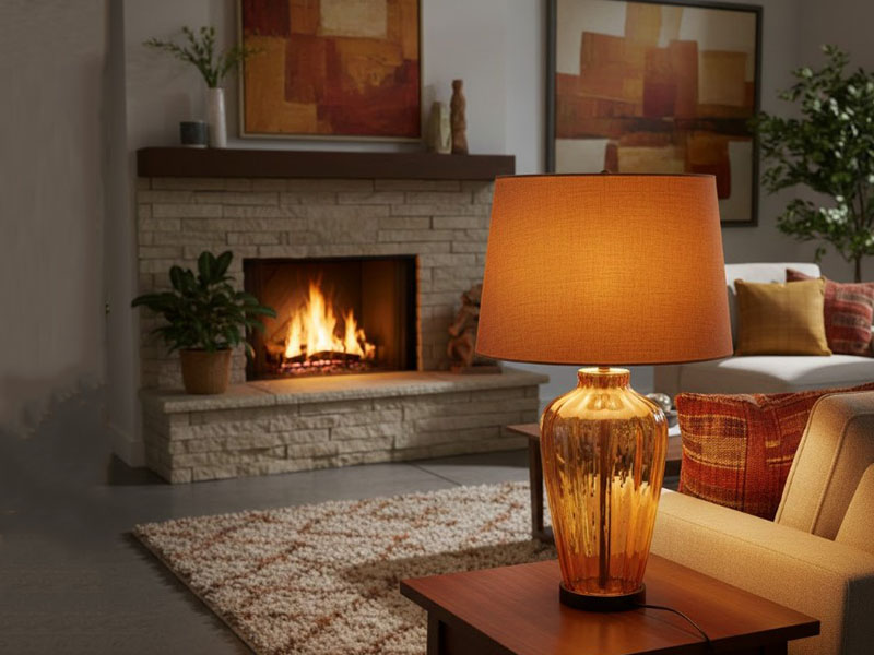Warm Amber Glass Lamp Livingroom Decorative