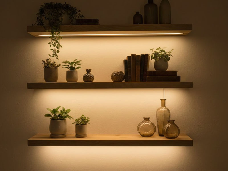 Warm Led Strips For Floating Shelves
