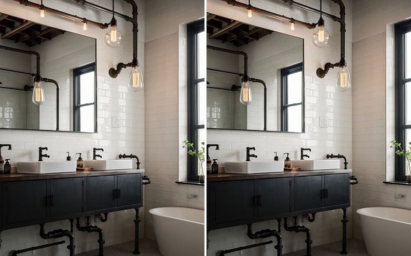 Bathroom Industrial-style Pipe Sconces