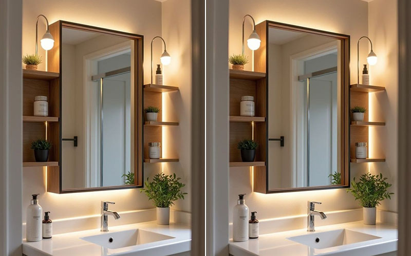 Bathroom Sconces With Integrated Shelves For Tight Spaces