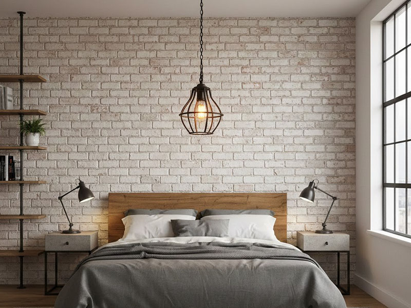 Bedroom Industrial Pendant With Exposed Bulb