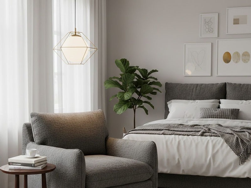 Bedroom Pendant Light Above A Reading Chair