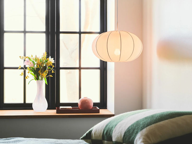 Bedside Pendant With Fabric Shade