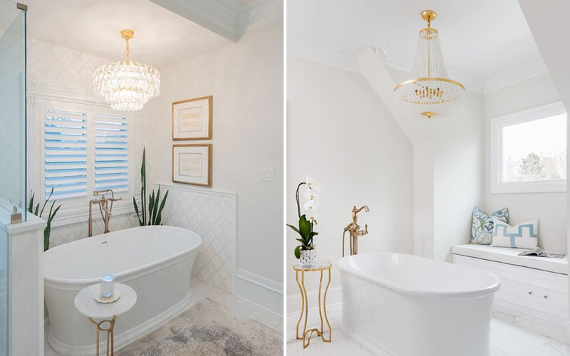 Chandeliers Above The Bathtub