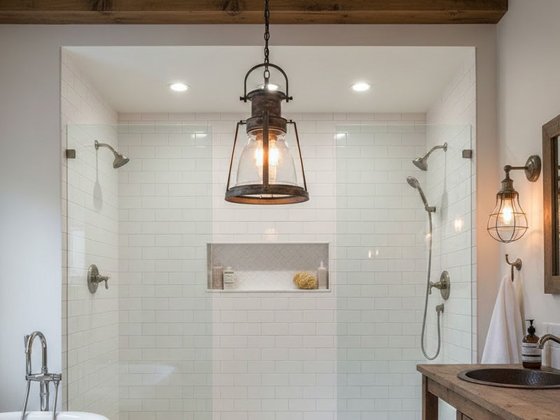 Farmhouse Shower Lighting Ideas