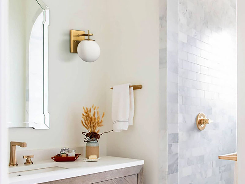 Globe Wall Sconce Bathroom For A Soft, Mid-century Look