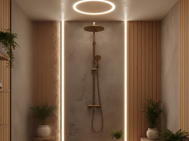 Japandi Shower Designs Lighting Ideas