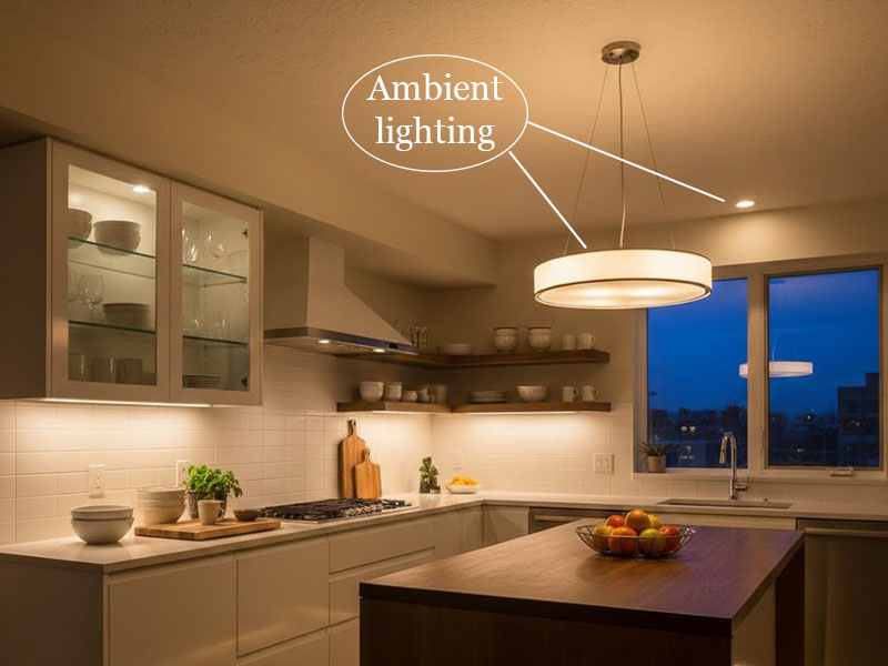 Kitchen Ambient Lighting Provides Overall Brightness & Sets The General Mood