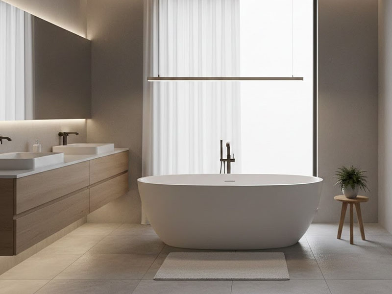 Minimalist Bath Tub Lighting