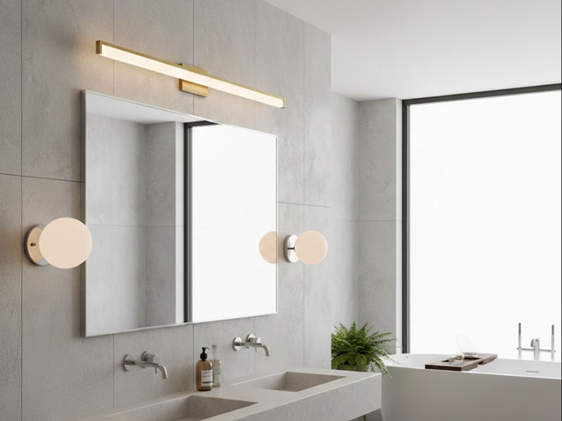Mix Globe + Linear Bathroom Wall Sconce