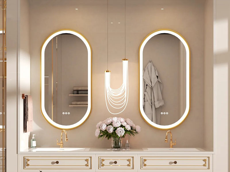 Oval Mirrors With A Halo Of Light