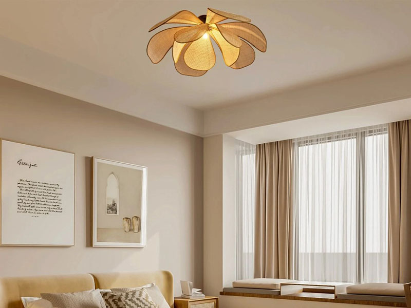 Rattan Bedroom Ceiling Light For Natural Warmth