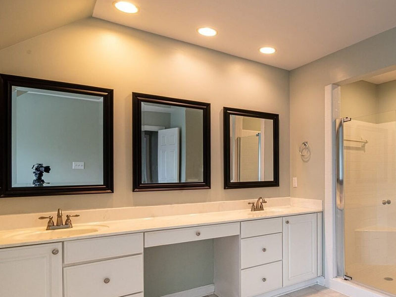 Recessed Lights Above The Bathroom Mirror