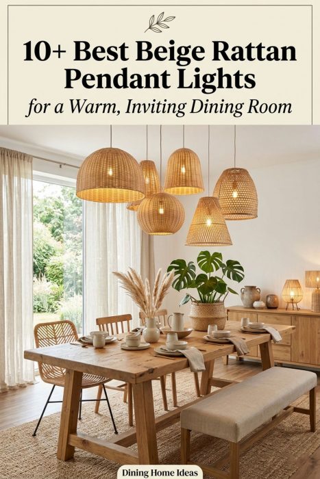 10+ Best Beige Rattan Pendant Lights For A Warm, Inviting Dining Room