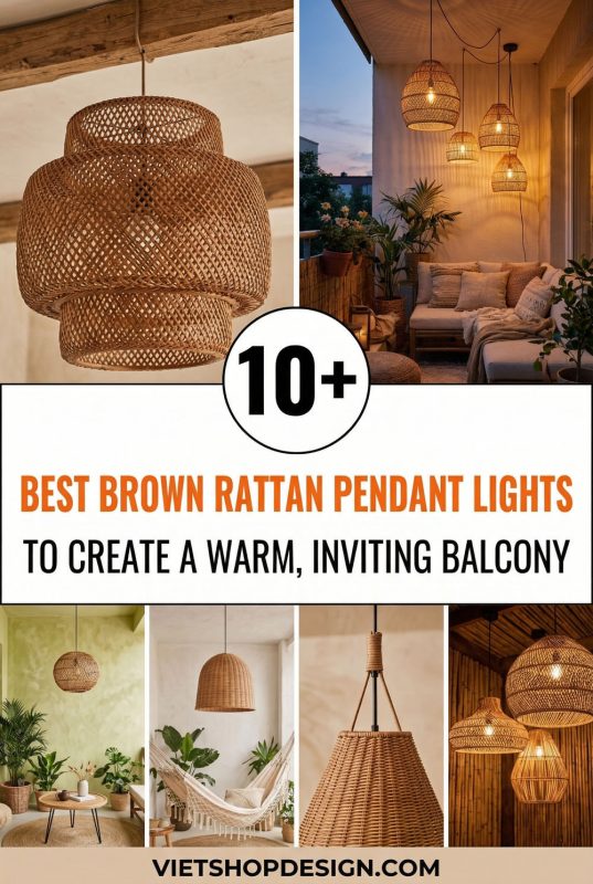 10+ Best Brown Rattan Pendant Lights To Create A Warm, Inviting Balcony - Outdoor Living Space Ideas