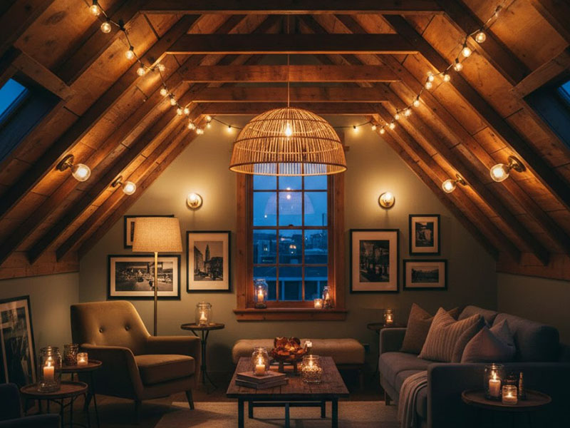 Attic Lounge Lighting Ideas