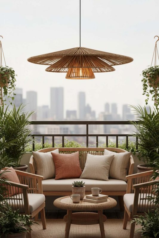 Balcony 3 Tiered Rattan Pendant Light - Sunset Chill Vibes