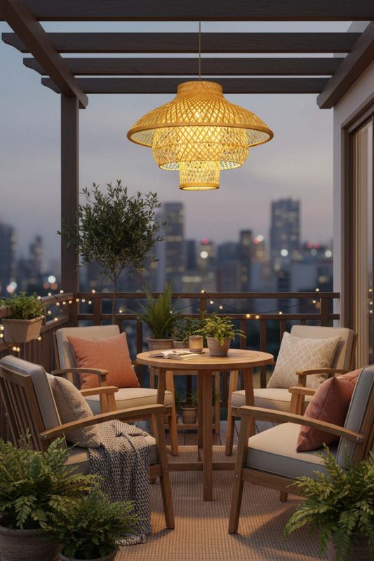 Balcony Bamboo 3 Layered Pendant Light - Warm Evening Glow