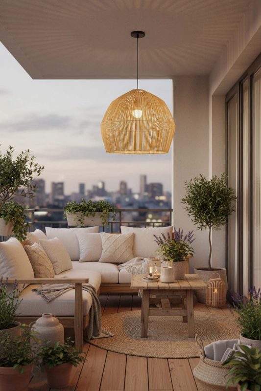 Balcony Bamboo Cage Pendant Light B - Warm Evening Glow