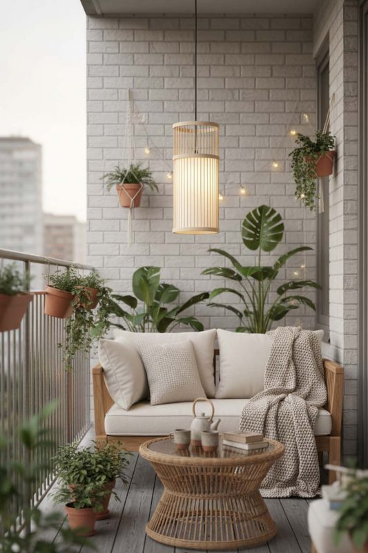 Balcony Bamboo Cylinder Pendant Light - Warm Evening Glow