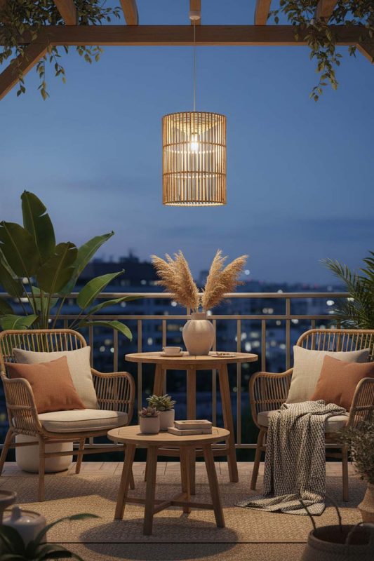 Balcony Bamboo Geometric Pendant Light Cylinder - Cozy & Relaxing
