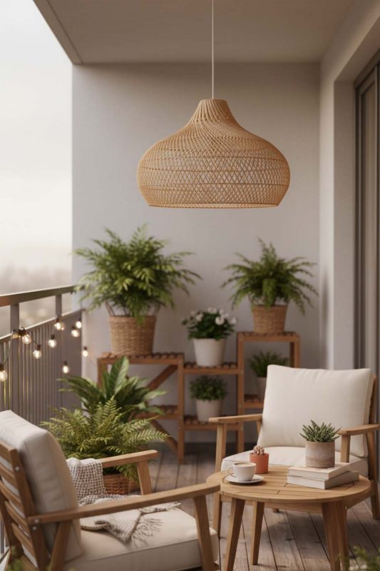 Balcony Beige Kloe Rattan Pendant Light - Small But Stunning