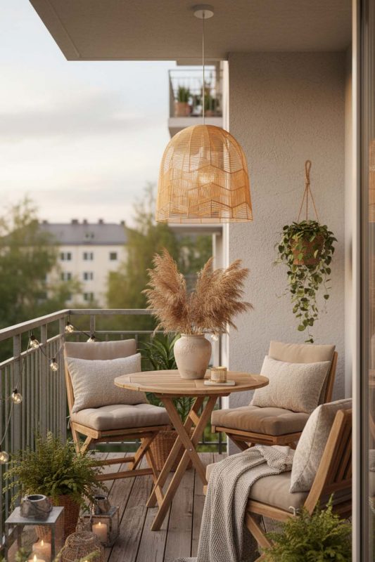 Balcony Beige Rattan Birdcage Pendant Light - Small But Stunning