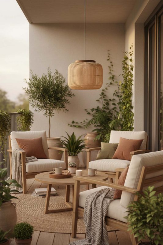 Balcony Beige Rattan Capsule Pendant Light - Sunset Chill Vibes