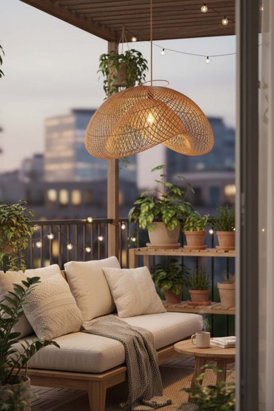 Balcony Beige Rattan Cloud Pendant Light - Sunset Chill Vibes