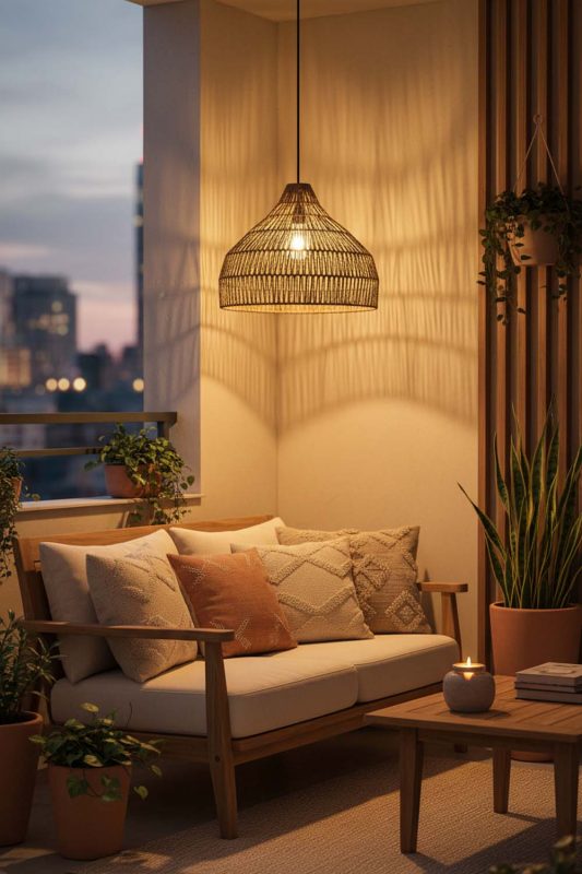 Balcony Bell Shape Hemp Rope Pendant Light - Warm Evening Glow