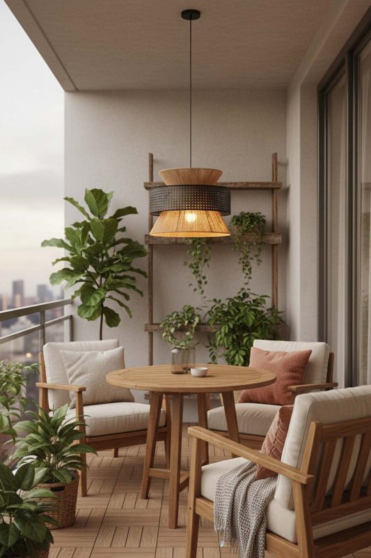 Balcony Black Bamboo Silk Pendant Light - Sunset Chill Vibes