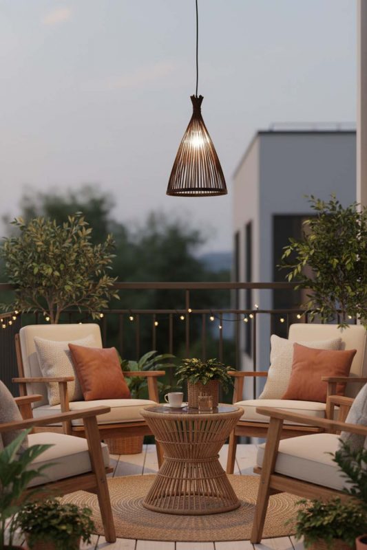 Balcony Black Bamboo Tapered Pendant Light - Small But Stunning