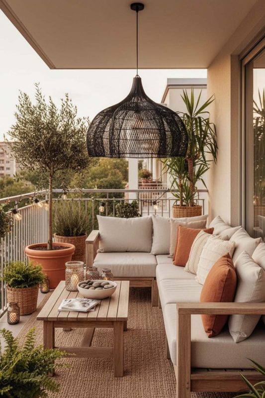 Balcony Black Bloom Rattan Pendant Light - Romantic Outdoor Corner