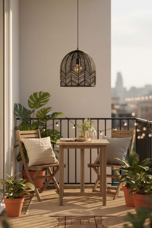 Balcony Black Rattan Birdcage Pendant Light - Sunset Chill Vibes
