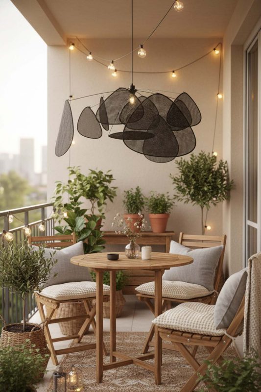 Balcony Black Rattan Petal Ceiling Light - Small But Stunning